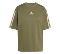 adidas Women's Essentials 3-Stripes Boyfriend T-Shirt, Olive strata/Wonder Cargo, S