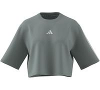 adidas Women's Essentials 3-Stripes Cotton Loose T-Shirt, Wonder Sage/White, L