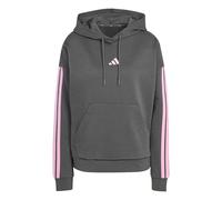 Kapuzensweatshirt ADIDAS SPORTSWEAR "ESSENTIALS 3-STREIFEN FLEECE HOODIE", Damen, Gr. L, grau six, st tropic bloom, Obermaterial: 55% Baumwolle, 36% Polyester, 9% Viskose, normal, Rundhals, angesetzte