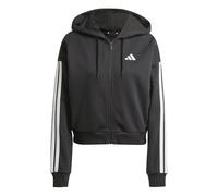 Kapuzensweatshirt ADIDAS SPORTSWEAR "W 3S FT FZ HD", Damen, Gr. XS, schwarz-weiß (schwarz, weiß), Obermaterial: 55% Baumwolle, 36% Polyester, 9% Viskose, sportlich, Sweatshirts (47067639-XS) schwarz,