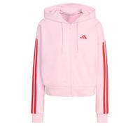 adidas Women's Essentials 3-Stripes French Terry Full Zip Hoodie, Clear pink/Pure Ruby, L