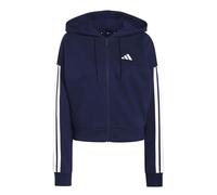adidas Women's Essentials 3-Stripes French Terry Full Zip Hoodie, Dark Blue/White, XL