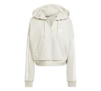 adidas Women's Essentials 3-Stripes French Terry Quarter-Zip Hoodie, Wonder Alumina/White, S