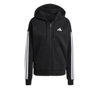 adidas Women's Essentials 3-Stripes Full-Zip Fleece Hoodie, Black, XL