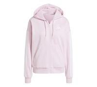 adidas Women's Essentials 3-Stripes Full-Zip Fleece Hoodie, Clear pink/White, L