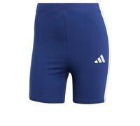 adidas Women's Essentials 3-Stripes HIGH Waisted Biker Shorts, Dark Blue/White, XXS