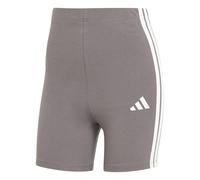 adidas Women's ESSENTIALS 3-STRIPES HIGH WAISTED BIKER SHORTS, Grey Strata/White, S