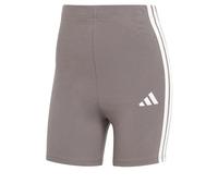 adidas Damen Essentials 3-Stripes HIGH Waisted Biker Shorts, Grey Strata/White, XXS