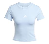 adidas Women's Essentials 3 Stripes Slim Baby T-Shirt, Glow Blue/White, L