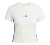 adidas Women's Essentials 3 Stripes Slim Baby T-Shirt, Off White/ray Blue, XL