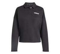 adidas Women's Essentials LINEAR Fleece Polo Sweatshirt, Black/White, XXS