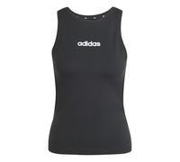 adidas Women's Essentials LINEAR Slim Cotton Tank, Black/White, M