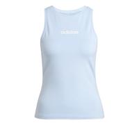 Adidas Women's Essentials LINEAR Slim Cotton Tank, Glow Blue/White, S