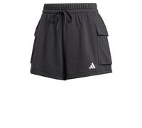 adidas Women's Essentials SMALL Logo French Terry Cargo Shorts, Black/White, XXS