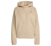 adidas Women's Future Icons SMALL Logo Full Zip Hoodie, Crystal Linen, L