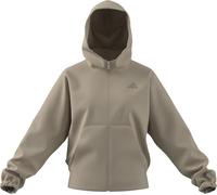 adidas Women's Future Icons SMALL Logo Full Zip Hoodie, Crystal Linen, S