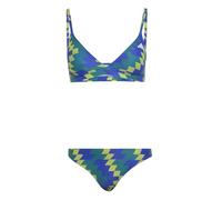 adidas Women's Padded Football-Inspired 2-Way Strap Triangle Bikini Set, Lucid Blue/Bold Green, 34