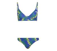 adidas Women's Padded Football-Inspired 2-Way Strap Triangle Bikini Set, Lucid Blue/Bold Green, 44