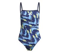 adidas Women's RIPSTREAM Team THINSTRAPS V-Back Graphic Swimsuit, Dark Blue/semi Blue Burst, 28