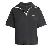 adidas Women's Seasonal Essentials Colorpop Polo with Embroidered Graphic, Black/Off White, L