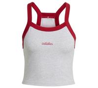 adidas Women's Seasonal Essentials Colorpop Tank with Embroidered Graphic, Light Grey Heather/Active Maroon, XXL