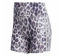 adidas Women's Seasonal Essentials Leopard Print Biker Shorts with 3-Stripes, MULTICOLOR/ice purple, M