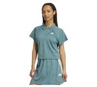 adidas Women's Stadium 3-Streifen Tennis inspiriertes Jacquard Poloshirt Preloved Teal/Off White S