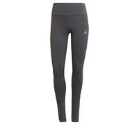 adidas Women's Standard Loungewear Essentials High-Waisted Logo Leggings, Dark Grey Heather/App Sky Rush, X-Small