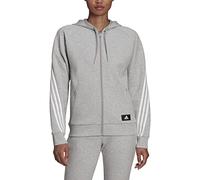 adidas Women's Standard Sportswear Future Icon 3-Stripes Hooded Tracktop, Medium Grey Heather, Large