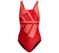 adidas Womens Swimsuit 3 Bars Suit, Vivid Red/Semi Turbo, HD0401, 46