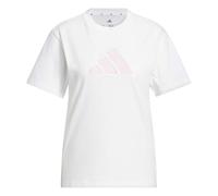 Adidas Damen-T-Shirt W SC Gingham Tee strukturierte Vichy-Karos mit großem Logo Weiß Größe L