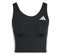 adidas Women's Train Essentials 3-Stripes Cropped Tank Top, Black/White, S