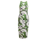 adidas Women's x Farm Premium Kleid Cream White/Crew Green/Black XS