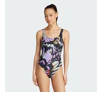 adidas adidas x FARM Graphic Badeanzug mit U-förmigem Rückendesign, Farbe Lila, Größe S