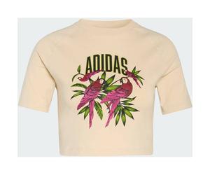 ADIDAS x FARM RIO GRAPHIC CROPPED T-SHIRT S Crystal Linen / Bold Pink