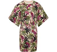 Adidas X Farm Rio Kurzes Kurzarmkleid L Crystal Linen / Semi Lucid Fuchsia / Preloved Lime