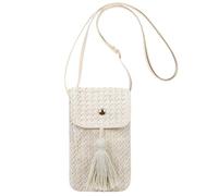 AdiStylinno Handytasche Zum Umhängen Damen, Umhängetasche Damen Klein Strohtaschen mit Langem Gurt, Bohemien Handy Tasche für Frauen Mädchen, Straw Crossbody Strand Tasche, Beige
