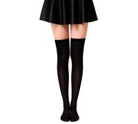 ADLABLD 1 Paar Schwarz Overknee Strümpfe,Nylon Thigh High Socks,Kompressions Damen-Kniestrümpfe,Overknees Strümpfe Damen für den Alltag, Weihnachten und Halloween Cosplay