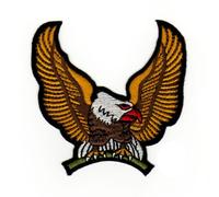 Adler Gelb Vogel Aufnäher zum aufbügeln oder aufnähen Bügelbild Aufbügler für Kleidung gestickter Bügelpatch Applikation Biker Eagle Patch Größe 7,8 x 7,8 cm