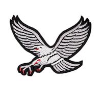 Adler Grau Vogel Aufnäher zum aufbügeln oder aufnähen Bügelbild Aufbügler für Kleidung gestickter Bügelpatch Applikation Biker Eagle Patch Größe 8,1 x 6,2 cm