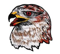 Adler Kopf Vogel Aufnäher zum aufbügeln oder aufnähen Bügelbild Aufbügler für Kleidung gestickter Bügelpatch Applikation Falke Patch Größe 7,5 x 8,5 cm