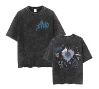 ADO Tour Merch Kurzarm Unisex T Shirt Aus Gewaschener Baumwolle Mit Rundhalsausschnitt Und Sänger Cartoon Print Oversize Sweatshirt Hip Hop Retro Top XS-3XL-Black&F||l