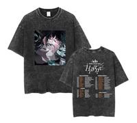 ADO Tour Merch Kurzarm Unisex T Shirt Aus Gewaschener Baumwolle Mit Rundhalsausschnitt Und Sänger Cartoon Print Oversize Sweatshirt Hip Hop Retro Top XS-3XL-Black&D||m