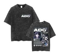 ADO Tour Merch Kurzarm Unisex T Shirt Aus Gewaschener Baumwolle Mit Rundhalsausschnitt Und Sänger Cartoon Print Oversize Sweatshirt Hip Hop Retro Top XS-3XL-Black&G||s