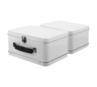 ADOCARN 2 Stück Kleiner Vintage Koffer aus Weißblech Tragbare Multifunktionale Aufbewahrungsbox für Schmuck und Schreibwaren Elegantes Geschenk für Party und Reise