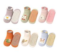 Adorel Baby ABS Socken Baumwolle Antirutsch Stoppersocken Knöchelsocken 6er-Pack Süße Tiere 1-3 Jahre (Herstellergröße M)