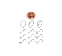 Adramata 12 Stück 20G Nasenpiercing Stecker Chirurgenstahl Piercing Nase Hypoallergene CZ Nasenring L-förmiger Nasenstecker Nostril Piercing für Damen Herren (Gold/Silber)