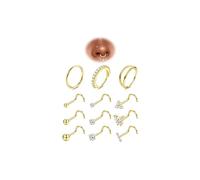 Adramata 12 Stück 20G Nasenpiercing Stecker Chirurgenstahl Piercing Nase Hypoallergene CZ Nasenring L-förmiger Nasenstecker Nostril Piercing für Damen Herren (Gold/Silber)