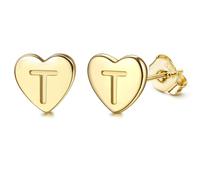 Adramata Buchstaben Ohrringe Silber 925 Damen Herz Ohrringe Mädchen Initialen Buchstaben Ohrstecker Gold/Silver Geschenke für kinder Mädchen,G20