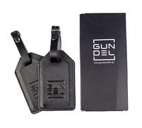 Adressanhänger Leder GUNDEL Echtleder Kofferanhänger mit Adressschild,Gepäckanhänger aus Leder für Herren Damen,ID-Tags mit vollständiger Rückseitenschutzabdeckung, Reisezubehör 2 Stück - Schwarz